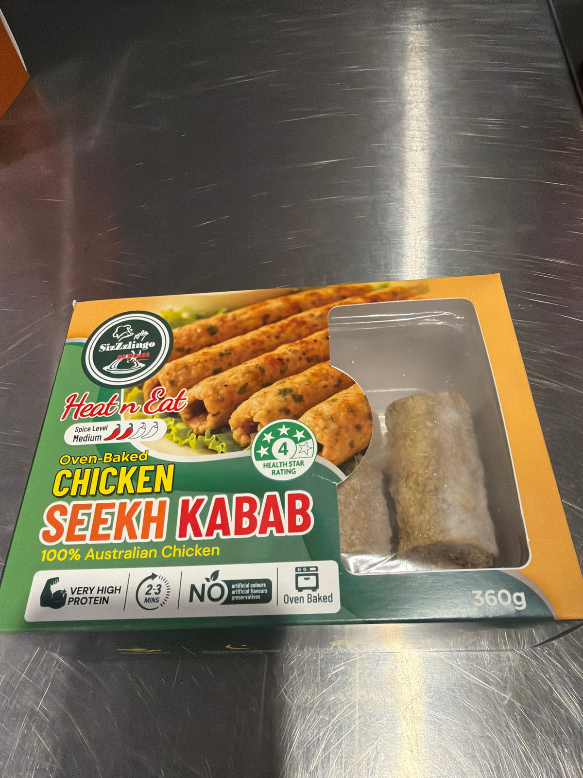 Chicken Seekh Kabab (6 to 12 pcs) 360gms (Fully Cooked, Frozen)