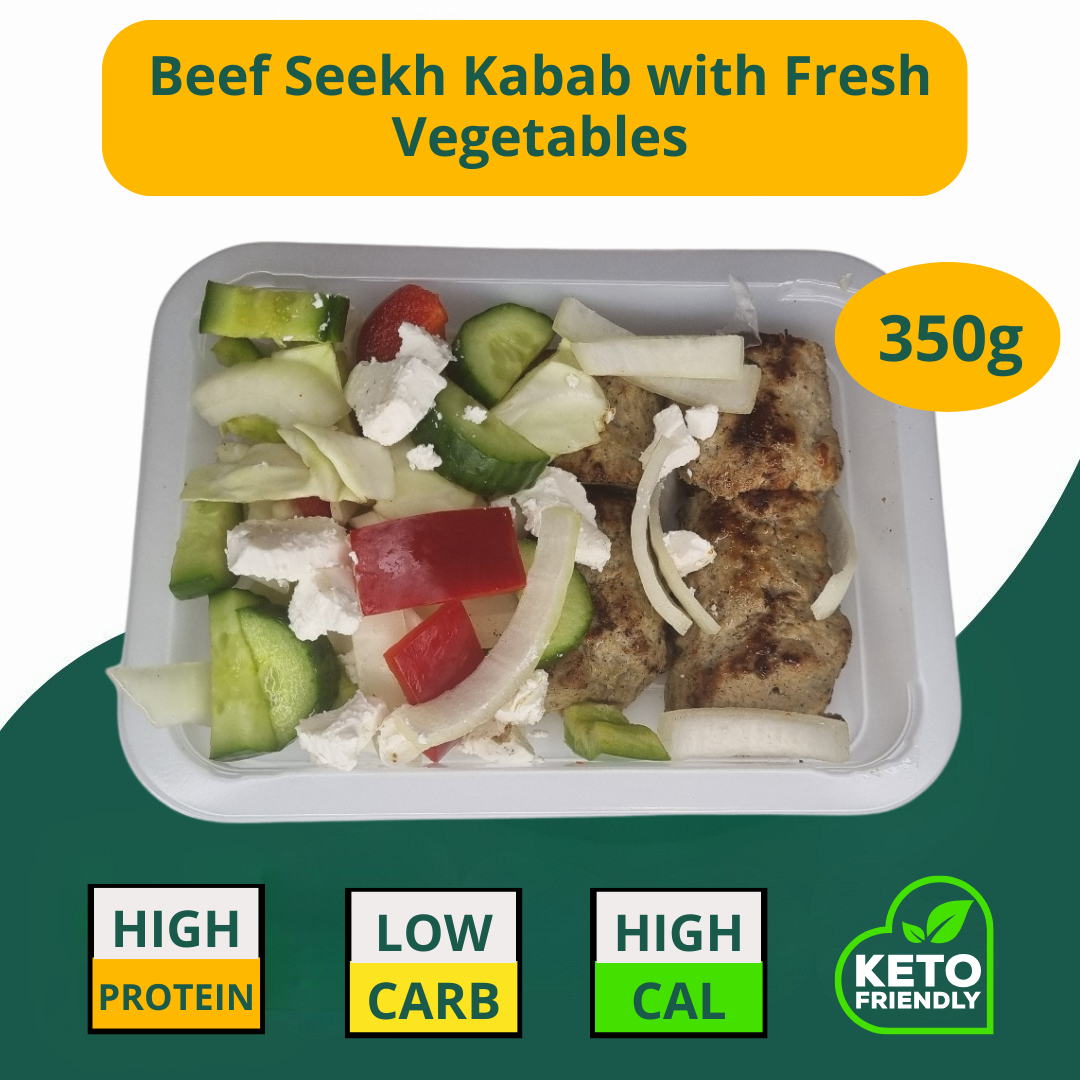 Beef Seekh Kabab with Fresh Vegetables 350g (KETO)