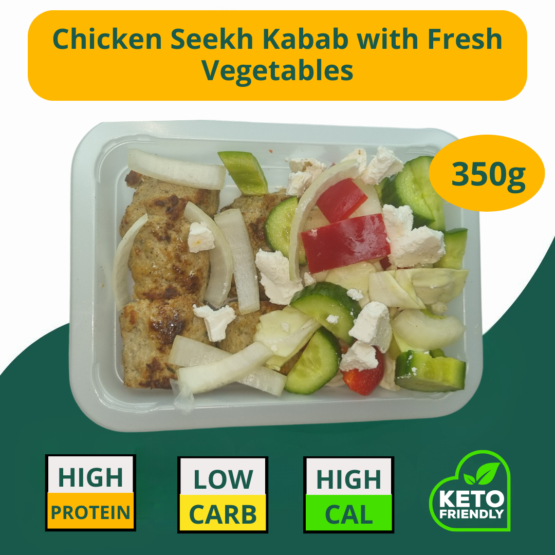 Chicken Seekh Kabab with Fresh Vegetables 350g (KETO)