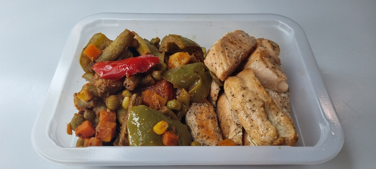 Grilled Salmon with Roasted Vegetables 350g (KETO)