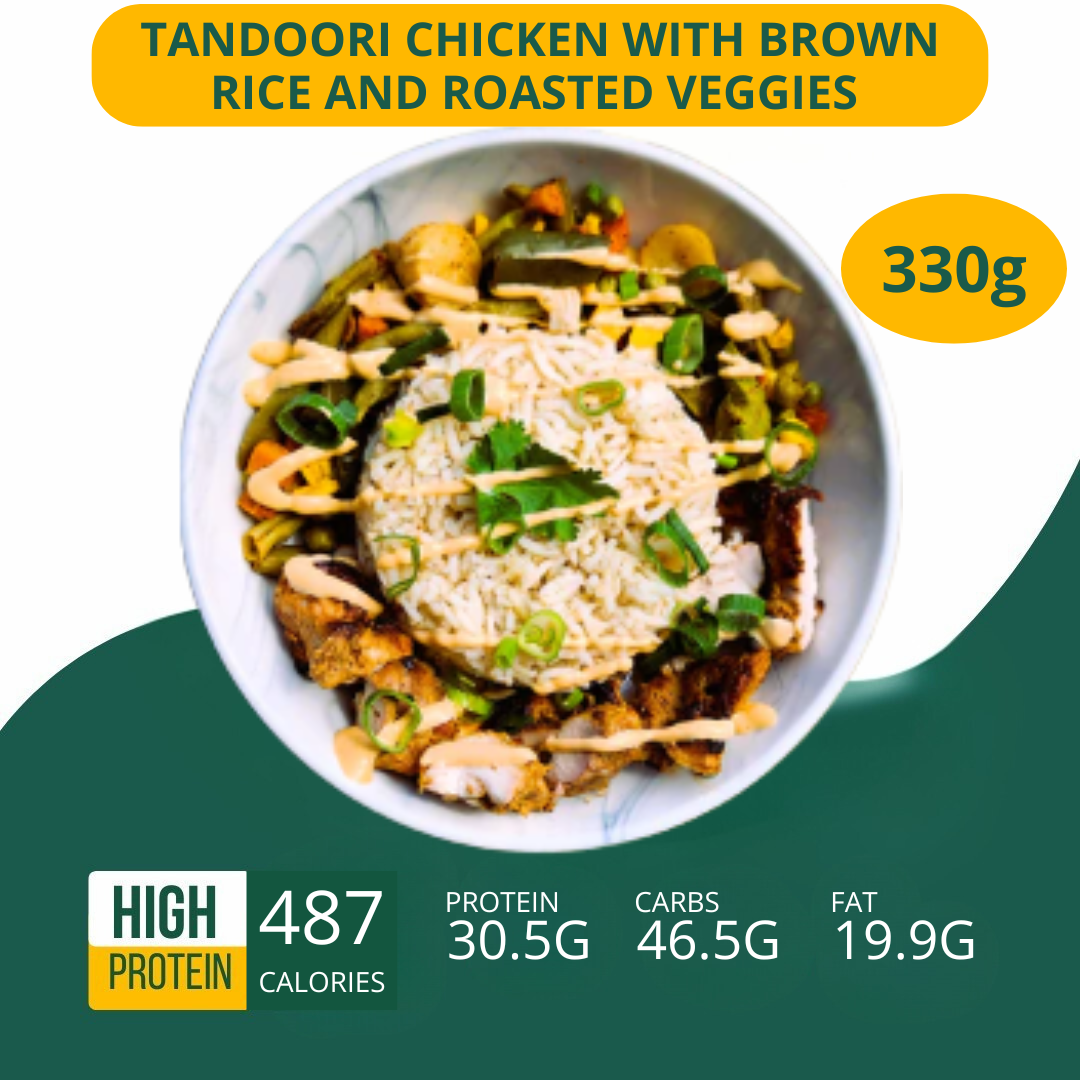 Tandoori Chicken with Brown Rice & Roasted Veggies 330g