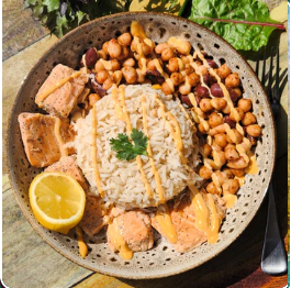 Grill Salmon with Brown Rice & mix beans 330g
