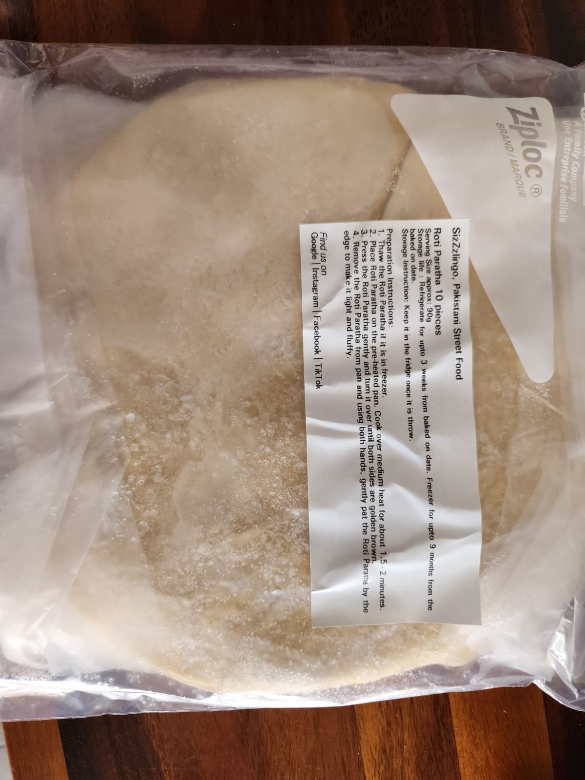 Roti/Paratha/Puri (Plain) – 90g x 10 pcs (Frozen)