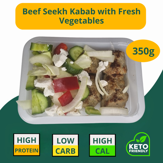 Beef Seekh Kabab with Fresh Vegetables 350g (KETO)