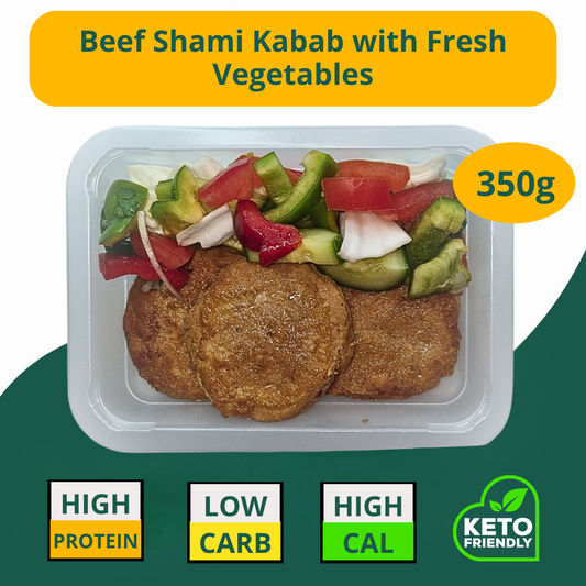 Beef Shami Kabab with Fresh Vegetables 350g (KETO)