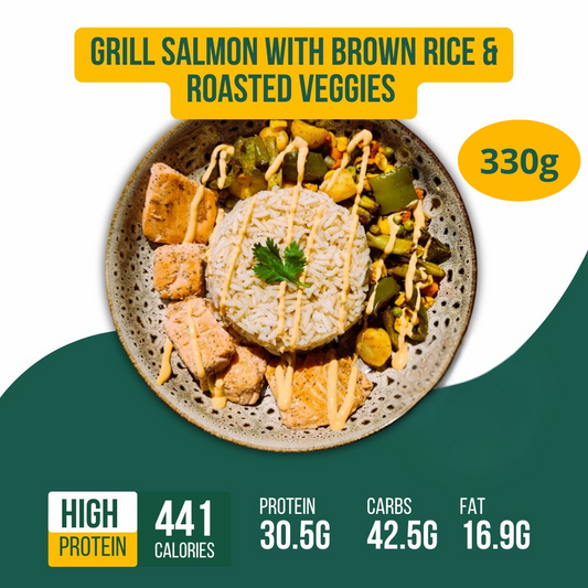 Grill Salmon with Brown Rice & Roasted Veggies 330g