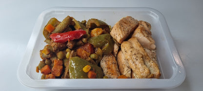 Grilled Salmon with Roasted Vegetables 350g (KETO)