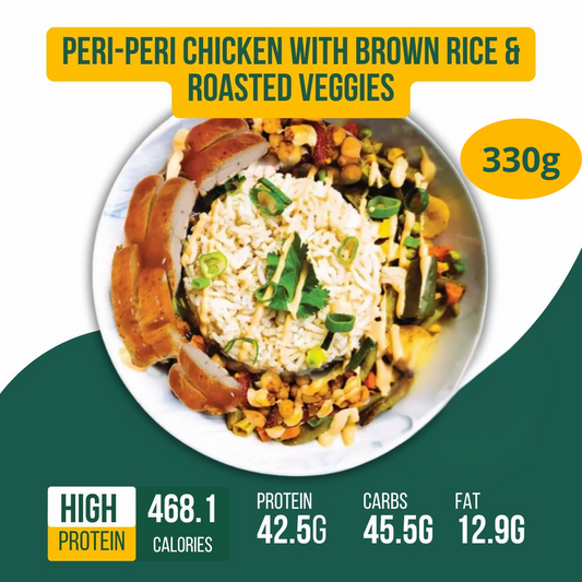 Peri-Peri grilled Chicken with Brown Rice & Roasted Veggies 330g