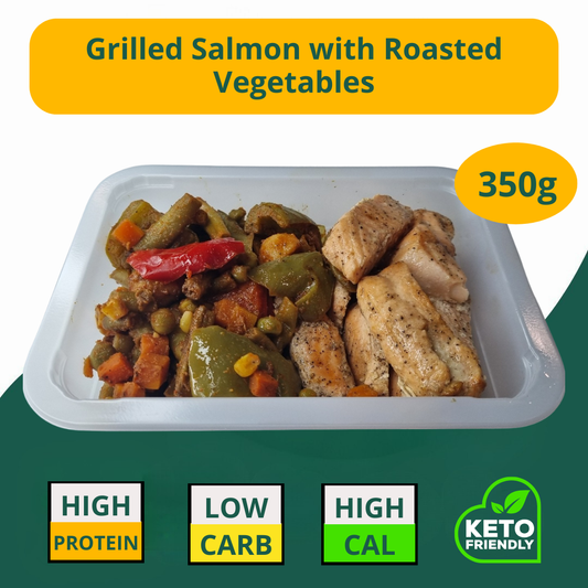 Grilled Salmon with Roasted Vegetables 350g (KETO)